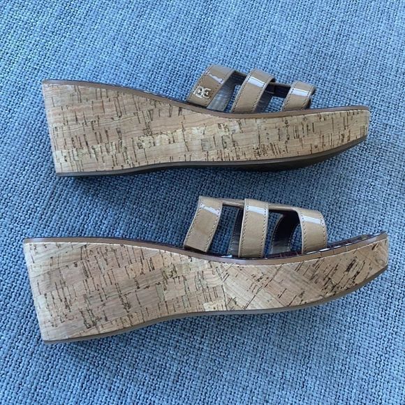 Sam Edelman Rolita Wedge Sandal Size 9.5 Nude and Cork NWOT - Picture 2 of 7